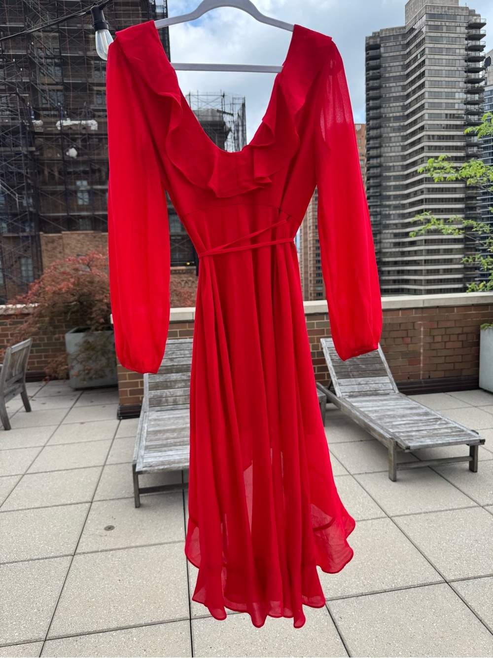 Forever 21 Red Ruffle Wrap High-Low Dress - Picture 2 of 7